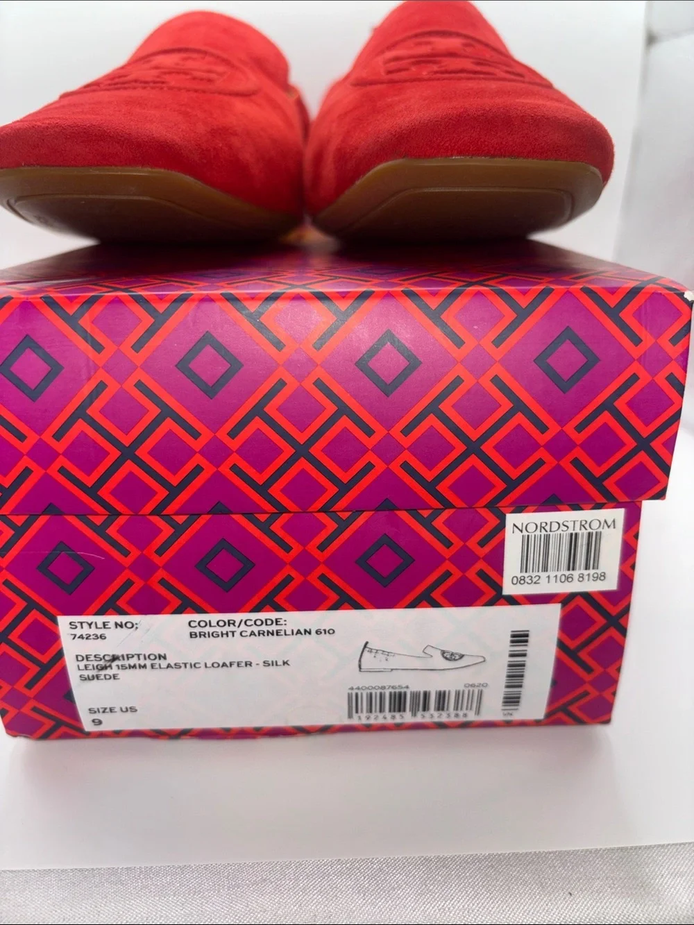 Tory Burch Red Suede Logo Loafers